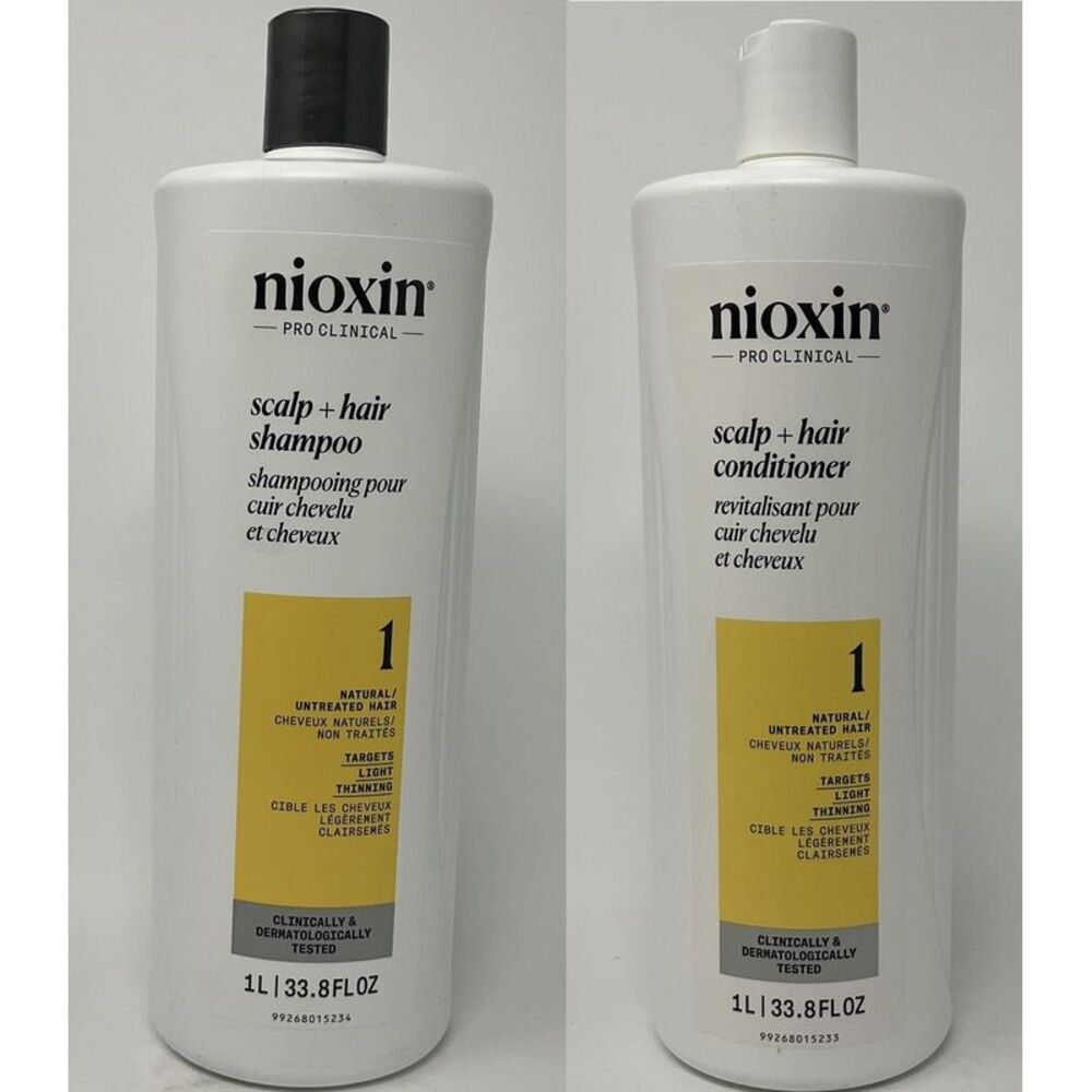 Nioxin System 1 Shampoo and Conditioner Normal - Thin Hair Duo 33.8 oz, No Seal